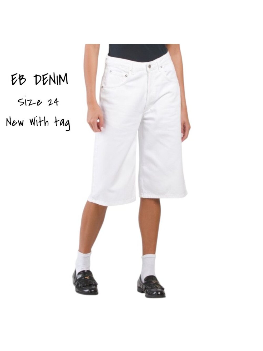 EB Denim White Shorts Size 24 Knee Length Cutoff Denim New with Tags
